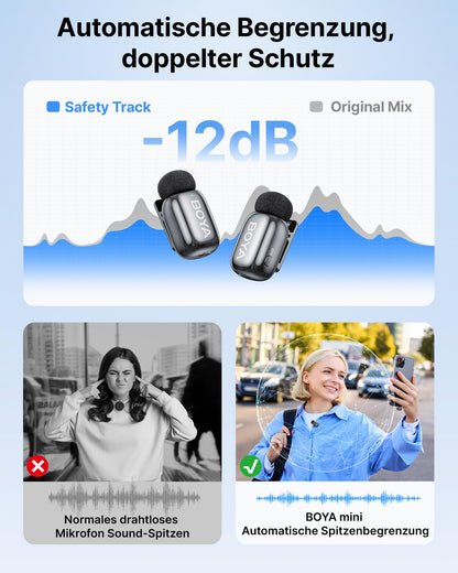 BOYA mini 2 Kabelloses Lavalier-Mikrofon für iPhone und Android