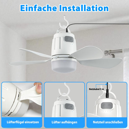 Gliztech Deckenventilator mit Beleuchtung 50 cm, Fernbedienung, LED