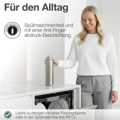 Nordiqo Edelstahl Sprudelflasche 1L für SodaStream & Aarke, 2er-Set