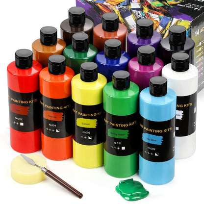TMOL Acrylfarben Set 14 x 500 ml, wasserdicht und lichtbeständig