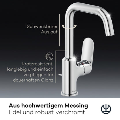 Kludi X1 Waschtischarmatur mit Zugstangen-Ablauf, Chrom