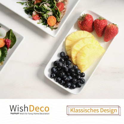WishDeco Servierteller 6er Set, Porzellan weiss, rechteckig 23x12 cm