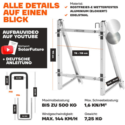 SolarFuture Balkonkraftwerk Halterung – Flexible Balkonmontage