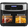 iceagle Heissluftfritteuse 12L Doppelkammer Airfryer KDF-5511DTW mit Sichtfenster und LED-Touchscreen