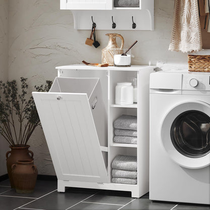 SoBuy BZR105-W Bad Wäscheschrank mit Wäschesack Weiss