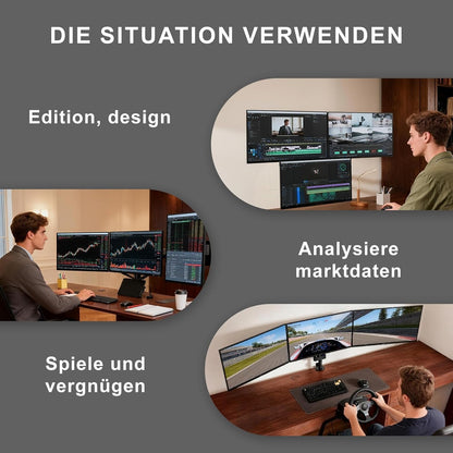 WALI Monitorhalterung 3 Monitore, Tischhalterung bis 32 Zoll, schwarz