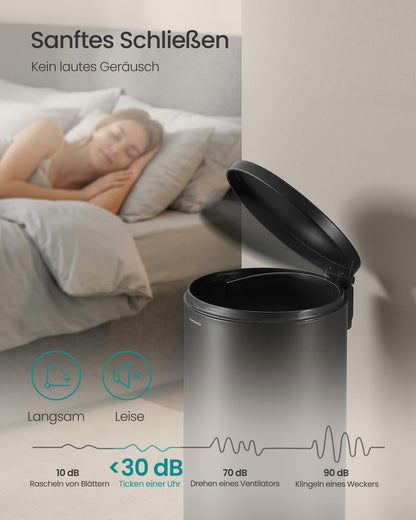 SONGMICS Tretmülleimer 30 L, Stahl, Softclose-Deckel, tintenschwarz