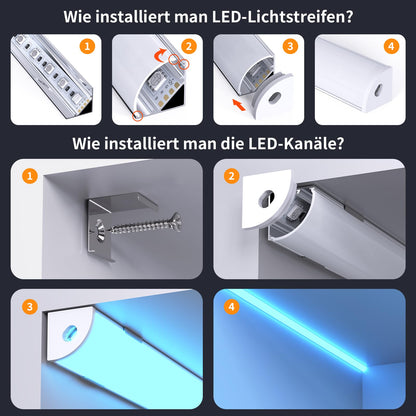 Chesbung LED Aluminiumprofil V-Form 12x1m für LED-Streifen bis 12 mm