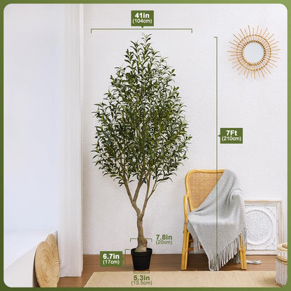 VeriNatural Künstlicher Olivenbaum 210 cm, UV-beständig mit Topf