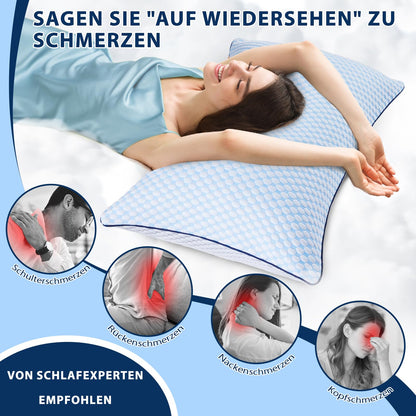 WVIOWVI Memory Foam Kissen 40x80 cm, Kühlendes Kopfkissen Blau-Grau