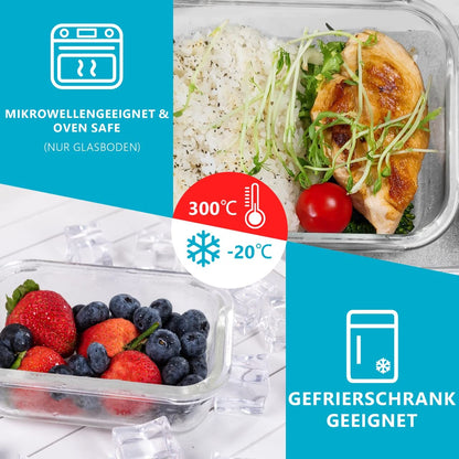 Igluu Meal Prep Glas-Frischhaltedosen, 5er-Set, 1050 ml, auslaufsicher