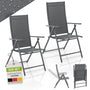 Juskys Gartenstuhl Calena 2er Set Anthrazit klappbar verstellbar mit Stahlgestell und Textilbezug