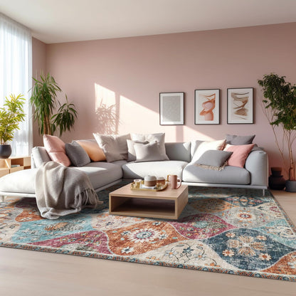 Xfrog Blumen Boho Flächenteppich für Wohnzimmer – 160 x 230 cm