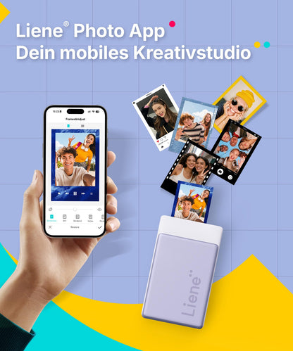 Liene Pearl N200 Pro Mini Fotodrucker Bluetooth mit 50 Fotos, Lila