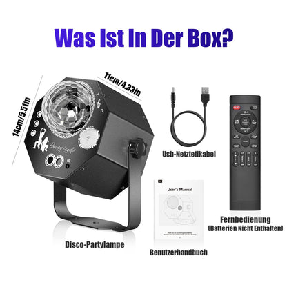 Vicalo 4-in-1 Disco Partylicht WRL29, RGB LED mit Musiksteuerung