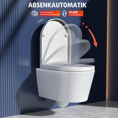 Rainsworth Spülrandlos Wand-WC Tiefspül m. Absenkautomatik - Weiss, 48.5cm