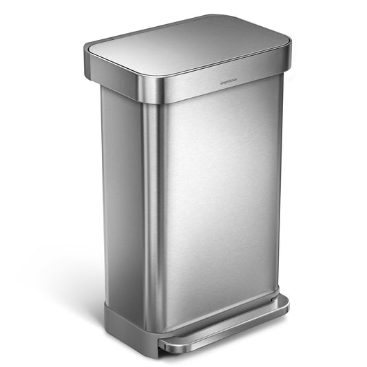 simplehuman CW2024 Rechteck Treteimer 45L gebürsteter Stahl, rechteckig, 45L, zur Abfallentsorgung via Fußpedal.