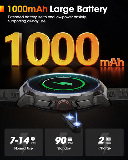 BANLVS V69 Smartwatch Herren mit Telefonfunktion, 5ATM, Schwarz