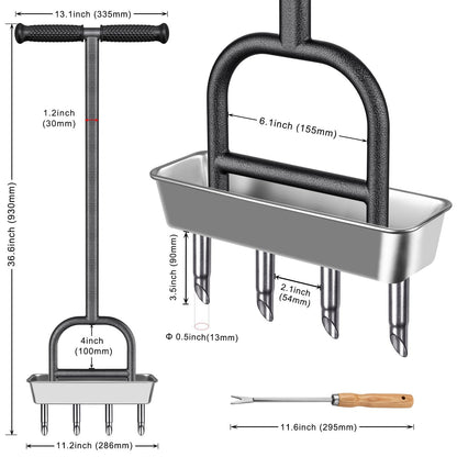 BeneLabel Rasenlüfter Hand Aerifizierer – 4 Zinken T-Griff