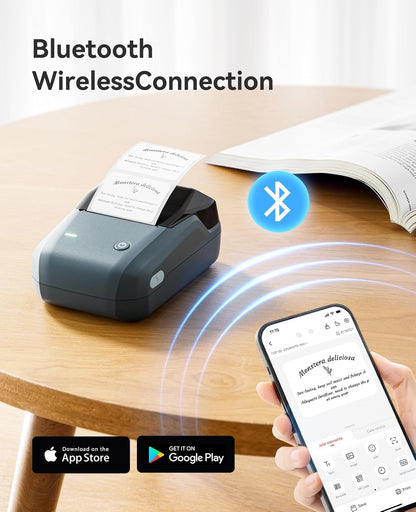 NIIMBOT B1 Bluetooth Etikettendrucker Set mit 3 Etikettenrollen, blau