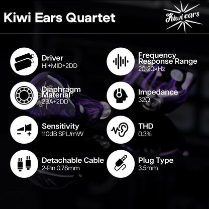 Kiwi Ears Quartet Hybride In-Ear-Monitore - 2DD+2BA