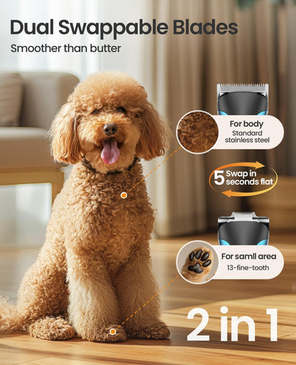 oneisall Hundeschermaschine 2-in-1 mit Pfotentrimmer, leise