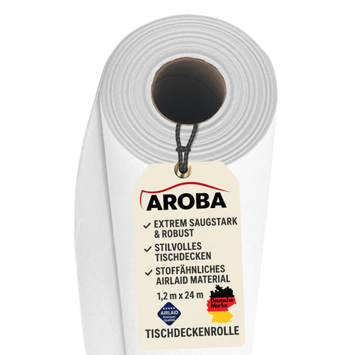 AROBA Airlaid Tischdeckenrolle, stoffähnlich, weiss, 1,2 x 24 m als Tischabdeckung für Feste und Gastronomie