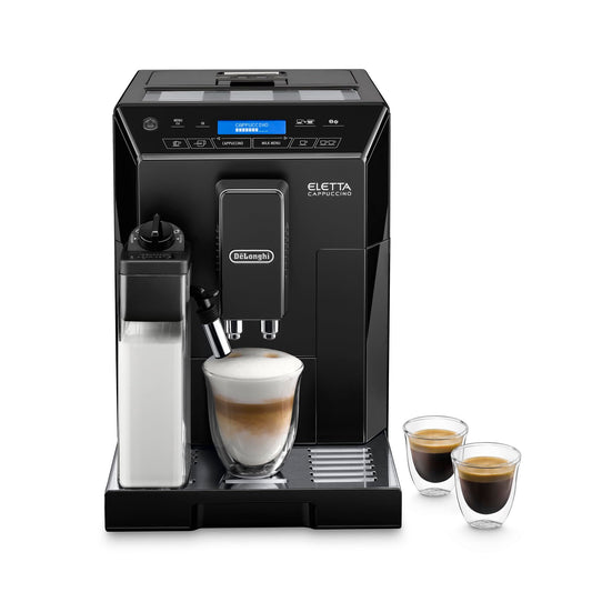 De'Longhi ECAM 44.660.B ELETTA Kaffeevollautomat Schwarz. Kompakter Automat mit Display, der Kaffeebohnen mahlt und Spezialitäten brüht.