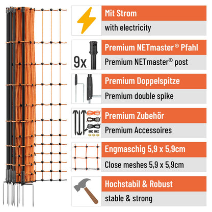 VOSS.farming farmNET Hühnernetz Elektronetz 25 m, 112 cm, orange