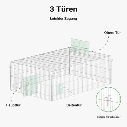 Wiltec Freilaufgehege Kleintiere – 216x116x65 cm stabil