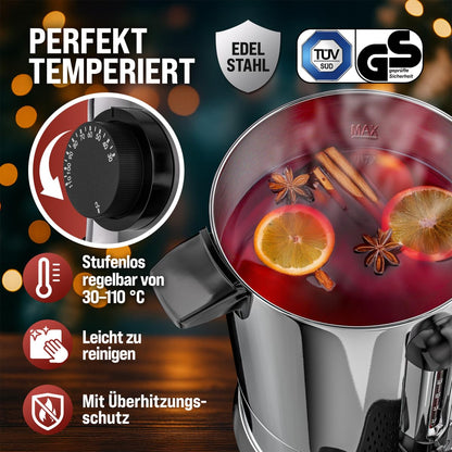 MONZANA Glühweinkocher 6,8L Heissgetränkespender Edelstahl