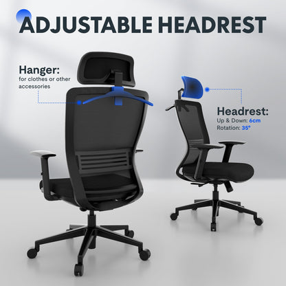 FLEXISPOT OC17 Ergonomischer Bürostuhl Schreibtischstuhl Schwarz