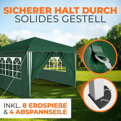 Kronenburg Faltpavillon 3x3m Wasserdicht Grün - 4 Seitenteile