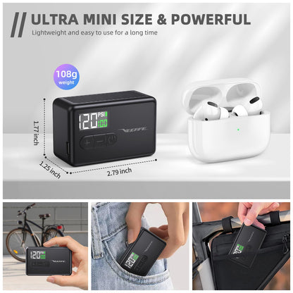 VEEAPE Tiny Pump elektrische Mini Fahrradluftpumpe 120 PSI