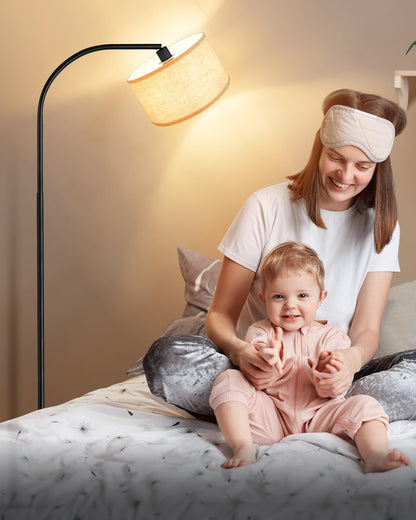 EDISHINE Bogenlampe Stehleuchte - 161cm Schwarz Beige