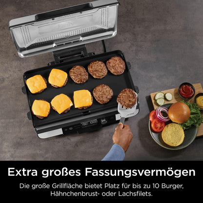 Ninja Sizzle Pro XL Indoor-Grill & Plancha GX101EU, Silber/Schwarz
