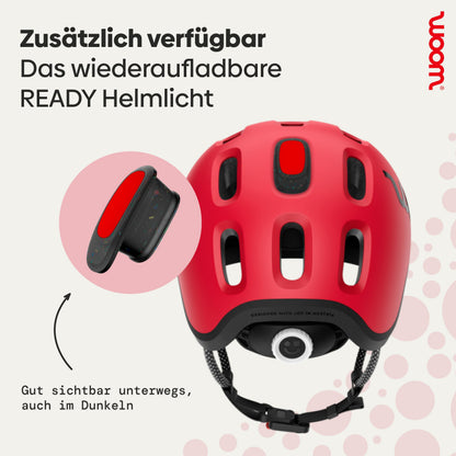 woom READY Kinder Fahrradhelm Rot Grösse M (53–57 cm)