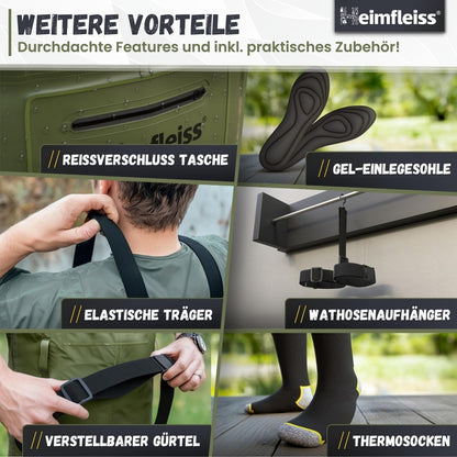 Heimfleiss Wathose wasserdicht, Anglerhose mit Stiefeln, Gr. 42