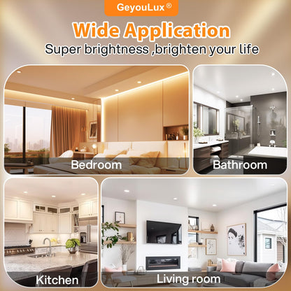 GeyouLux LED Einbaustrahler dimmbar 68mm IP44 Nickel 12er Set