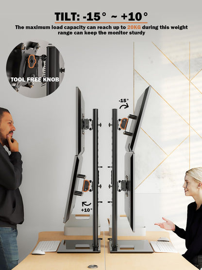 Hemudu Dual Monitorständer vertikal für 2 Monitore 13-34 Zoll schwarz