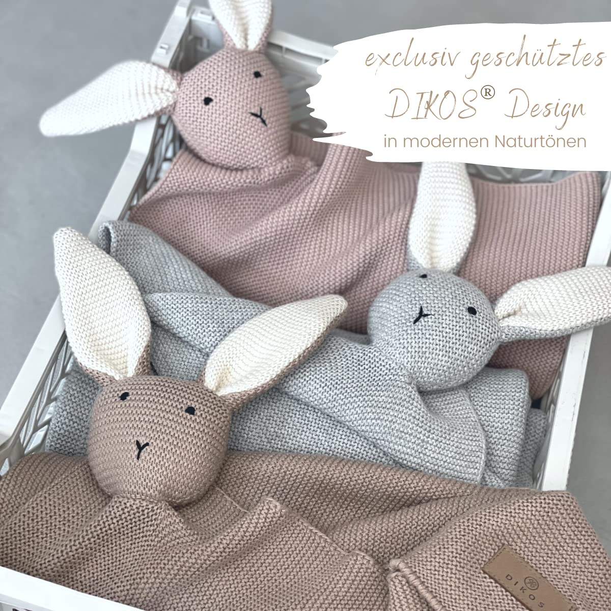 DIKOS SCHMUSE-Hase Babydecke & Kuscheltuch, Bio-Baumwolle –