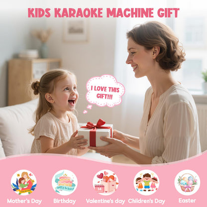 Ankuka Karaoke Maschine mit 2 Mikrofonen, Bluetooth, Rosa