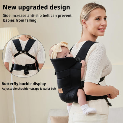 vrbabies Babytrage für Neugeborene ab Geburt, ergonomisch, schwarz