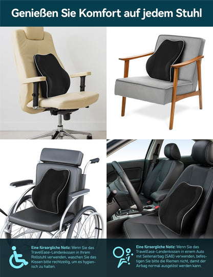 Travel Ease Ergonomisches Lendenkissen aus Memory Foam, schwarz