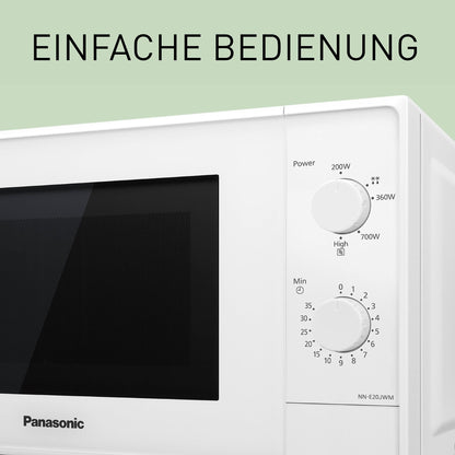 Panasonic NN-E20JWMEBG Mikrowelle, 20 L, 800 W, Glasteller, Weiss