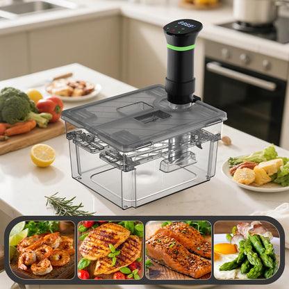 Vihoom Sous Vide Behälter 11L mit Deckel und Rost, Grau