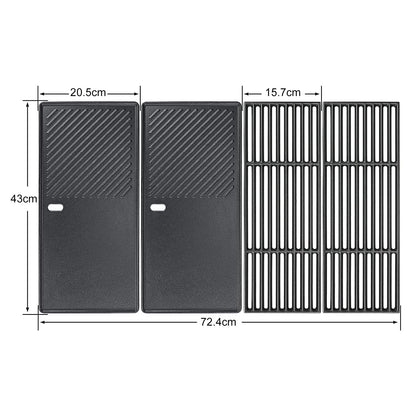 GFTIME Gusseisen Grillrost und Grillplatte Set 43 x 72,5 cm