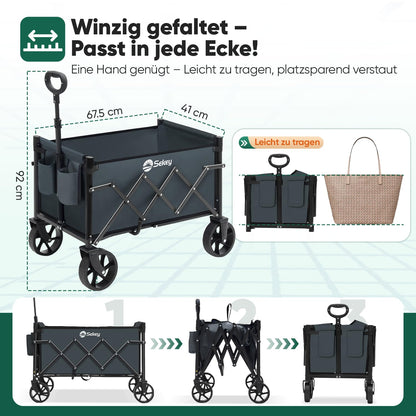 Sekey Bollerwagen faltbar Mini 4029, Handwagen 80 kg, dunkelgrau