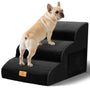 Thihome Hundetreppe 3 Stufen, rutschfest, waschbarer Bezug, schwarz – dreistufige Haustiertreppe aus Cord für Sofa und Bett
