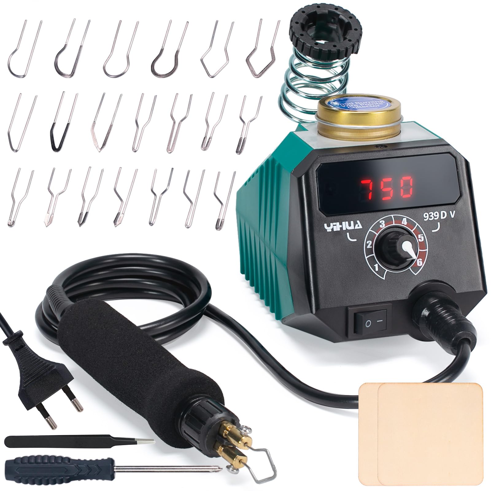 YIHUA 939D-V Brandmalerei Brennpeter Digitalanzeige 20 Spitzen. Grau-schwarz. Zum präzisen Brennen von Holz und Leder.